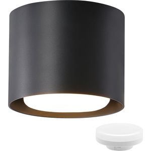 NETTLIFE Opbouwspot LED - GX53 Fitting - zwart - 3000K Warm wit Licht - 5W Plafondspot - rond - Metaal - Klein Opbouwspot - voor Gang | Woonkamer | Slaapkamer | Keuken - 10cm