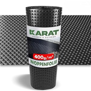 FLOORDIREKT Premium Gedimde Folie - Ophoogbedfolie - 400g/m² - Afdichtingsfolie met Drainage - Flexibel Op Maat te Snijden - Zwart - 0,5 x 10 m