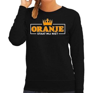 Bellatio Decorations Koningsdag sweater dames - oranje staat mij niet - zwart - oranje feestkleding XS