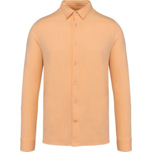 Biologisch jersey herenoverhemd lange mouwen Pastel Apricot - 3XL