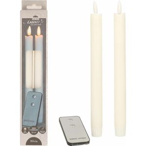 Anna's Collection LED dinerkaarsen - 6x - wit - 23 cm - met afstandsbediening