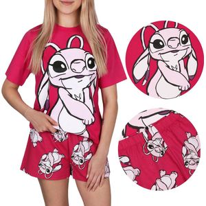 Lilo & Stitch Disney Andzia Zomerpyjama voor Dames, Roze Pyjama met Korte Mouwen