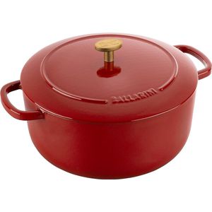 Oven geëmailleerde gietijzeren ronde braadpan 24 cm 4,0 l rood