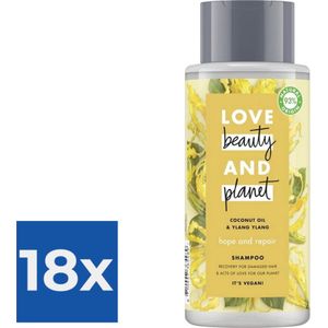 Love Beauty and Planet Shampoo Coconut Oil & Ylang Ylang - 400 ml - Voordeelverpakking 18 stuks