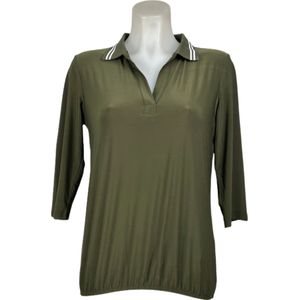 Angelle Milan – Travelkleding voor dames – Army Sportieve blouse met Band – Ademend – Kreukvrij – Duurzame Jurk - In 5 maten - Maat XL
