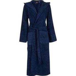 Unisex badjas marineblauw - badstof katoen - sauna badjas capuchon - maat L/XL