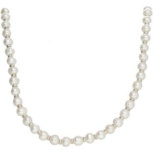 Bela Donaco Parelketting Supreme Classic B6 - witte Parels - Sterling Zilver - Heren