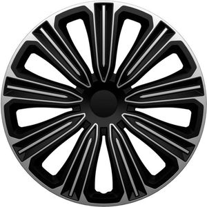 Wieldoppen ROSSO-SB 15 inch ZILVER/ZWART. Set a 4 stuks (CONTROLEER UW BANDENMAAT en lees a.u.b. de onderstaande, uitgebreide tekst!)