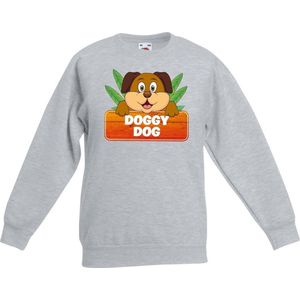 Doggy Dog de hond sweater grijs voor kinderen - unisex - honden trui - kinderkleding / kleding 122/128