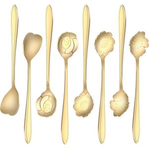 Set van 8 multifunctionele roestvrijstalen koffielepels - voor koffie, thee, desserts en cocktails
