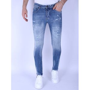 Mannen Spijkerbroeken Slim Fit met Scheuren - 1095 - Blauw