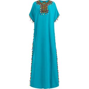 Marokkaanse Jurk Blauw Onesize - pyama dames volwassenen - islamitische kleding/producten - maxi jurk/huisjurk/kaftan/abaya/abaya dames