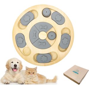 Interactief speelgoed voor honden en katten - traktatiedispenser en denkspel niveau 1, van hout