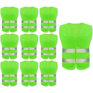 JGS ® Hoogwaardige Reflecterende Veiligheidsvesten Set van 10, Ideaal voor Verschillende Toepassingen en Gebruikers