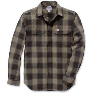 Hubbard Slim Fit Flannel Shirt Burnt Olive Heren S