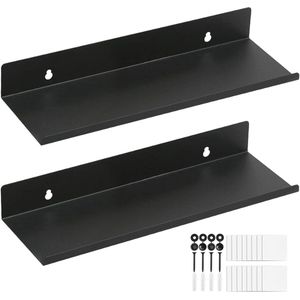 Zwarte Zwevende Planken Set van 2 - 30 cm Wandplanken voor Slaapkamer, Woonkamer, en Keuken