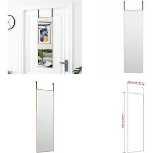 vidaXL Deurspiegel 30x100 cm glas en aluminium goudkleurig - Deurspiegel - Deurspiegels - Wandspiegel - Hangspiegel