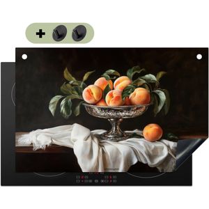 KitchenYeah® Inductie beschermer 81.6x52.7 cm - Stilleven - Perziken - Vintage - Kookplaataccessoires - Afdekplaat voor kookplaat & Spatscherm achterwand - Inductiebeschermer - Inductiemat - Inductieplaat mat - Keuken decoratie
