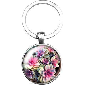 Sleutelhanger Glas - Bloemen