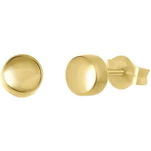 Lucardi Dames Oorbellen Rond 4mm - Oorbellen - Cadeau - 14 Karaat Goud - Geelgoud