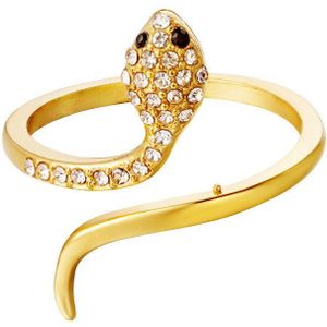 Yehwang - Ring - Snake - Serpent - Goud - Zirkonia - Verstelbaar - One Size