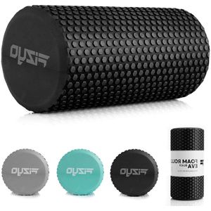 Massageroller - EVA-schuim roller voor yoga Pilates fitness revalidatie spierregeneratie verlichting van rugpijn been verlamming zelfmassage (zwart)