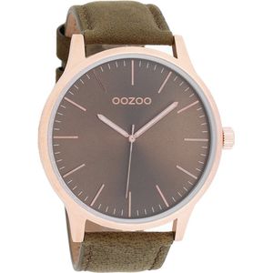 OOZOO Timepieces - Rosé goudkleurige horloge met bruine leren band - C8538