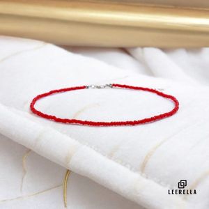 Leerella Choker Kralenketting Rood – Stijlvolle Handgemaakte Kralenketting in 9 Kleuren 40+6 cm