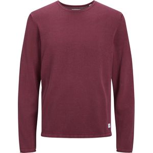 JACK & JONES Leo knit crew neck slim fit - heren pullover katoen met O-hals - rozerood - Maat: XL