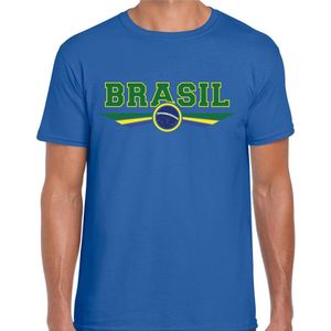 Brazilie / Brasil landen t-shirt met Braziliaanse vlag - blauw - heren - landen shirt / kleding - EK / WK / Olympische spelen outfit XL