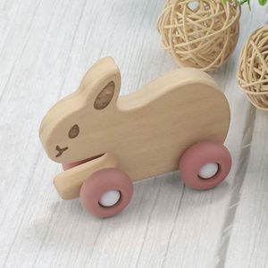 Rammelaar Baby Konijn - Houten Speelgoed Baby - Peuter Speelgoed - Pastelkleuren - WoodyDoody