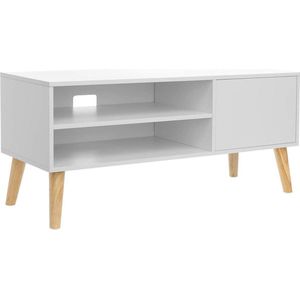 Hoppa! Lowboard in Scandinavische stijl, tv-kast, tv-tafel, televisiekast, voor uw flatscreen - Wit - Hout