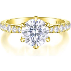 Yuliana - 18k Geelgouden Moissanite Verlovingsring in Tulp Zetting met Schitterende Zijstenen - 5 karaat