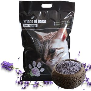 Cat Litter Prince of Qatar lavendel | Tofu kattenbakvulling (12l = 5kg) | Milieuvriendelijke & Biologisch afbreekbaar | Klontvormend