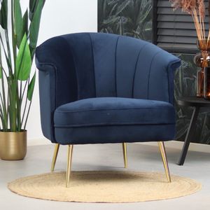 Bronx71® Velvet fauteuil Amy donkerblauw