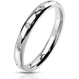 Ring Dames - Ringen Dames - Ringen Vrouwen - Zilverkleurig - Zilveren Kleur - Ring - Klassieke Steentjes - Classico