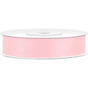 Partydeco - Satijn lint Grosgrain pink 15 mm