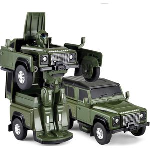 Rastar - Land Rover Defender Transformable 1:32 - Auto en Robot - Donkergroen