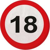 40x 18 jaar leeftijd themafeest servetten verkeersbord 33 cm rond - Achttiende/18e verjaardag papieren wegwerp tafeldecoraties