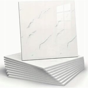 Zelfklevende tegels paneel wit marmer pvc laminaat glans set 10x 0,9m2