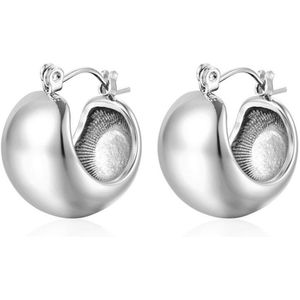 Marama - Oorbellen Meave Zilver - zilver plated - stainless steel - half ronde hoop - nikkelvrij - cadeau - comfortabel ontwerp