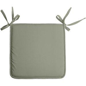Stof Textile Home stoelkussens - groen - 38 x 38 x 3 cm - voor binnen - touwtjes sluiting - zitkussens plat - vierkant