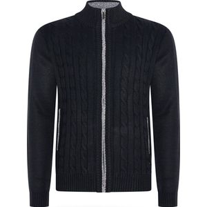 Cappuccino Italia - Heren Sweaters Cable Cardigan Navy - Blauw - Maat XL