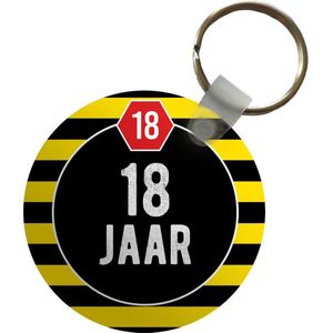 Sleutelhanger - Jubileum - 18 jaar - Feest - Plastic - Rond - Uitdeelcadeautjes