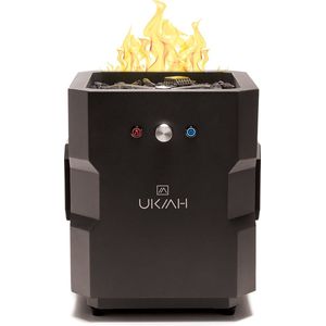 Ukiah Tailgater II Tuinhaard – Draagbare Terrasverwarmer met Bluetooth Speakers & Beat-to-Music Vuurshow – Gasgestookte Vuurtafel & Grill – 2.1 Sound System – Terrasverwarmer voor Buiten, Camping & Tuin