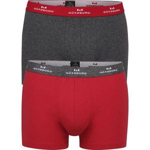 Gotzburg heren boxers (2-pack) - normale lengte - donkergrijs en rood - Maat: XL