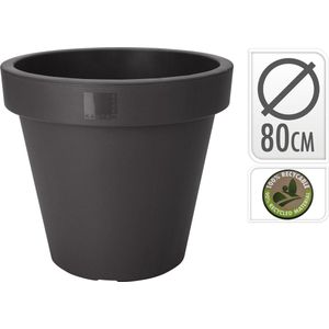 In & Out Deco Bloempot - Plantenbak - Bloembak zwart rond 80 cm 90% gerecycled kunststof