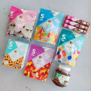 SWEET-SWITCH® - Kids Paradise Box - Confetti - Chocolade - Hazelnootpasta - Koekjes - Marshmallow - Snoep - 9 producten