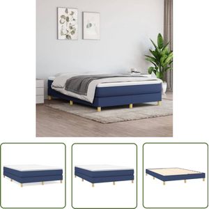 vidaXL Blauw Stoffen Bedframe 140x190 cm Boxspringframe - Bedframe - Tweepersoonsbed - Blauwe Bed - Houten Bed