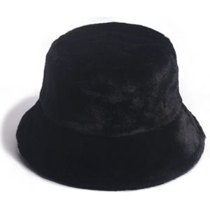 Furry Bucket Hat / Vissershoed - Zwart | Polyacryl | Verstelbaar 56-58 cm | Fashion Favorite